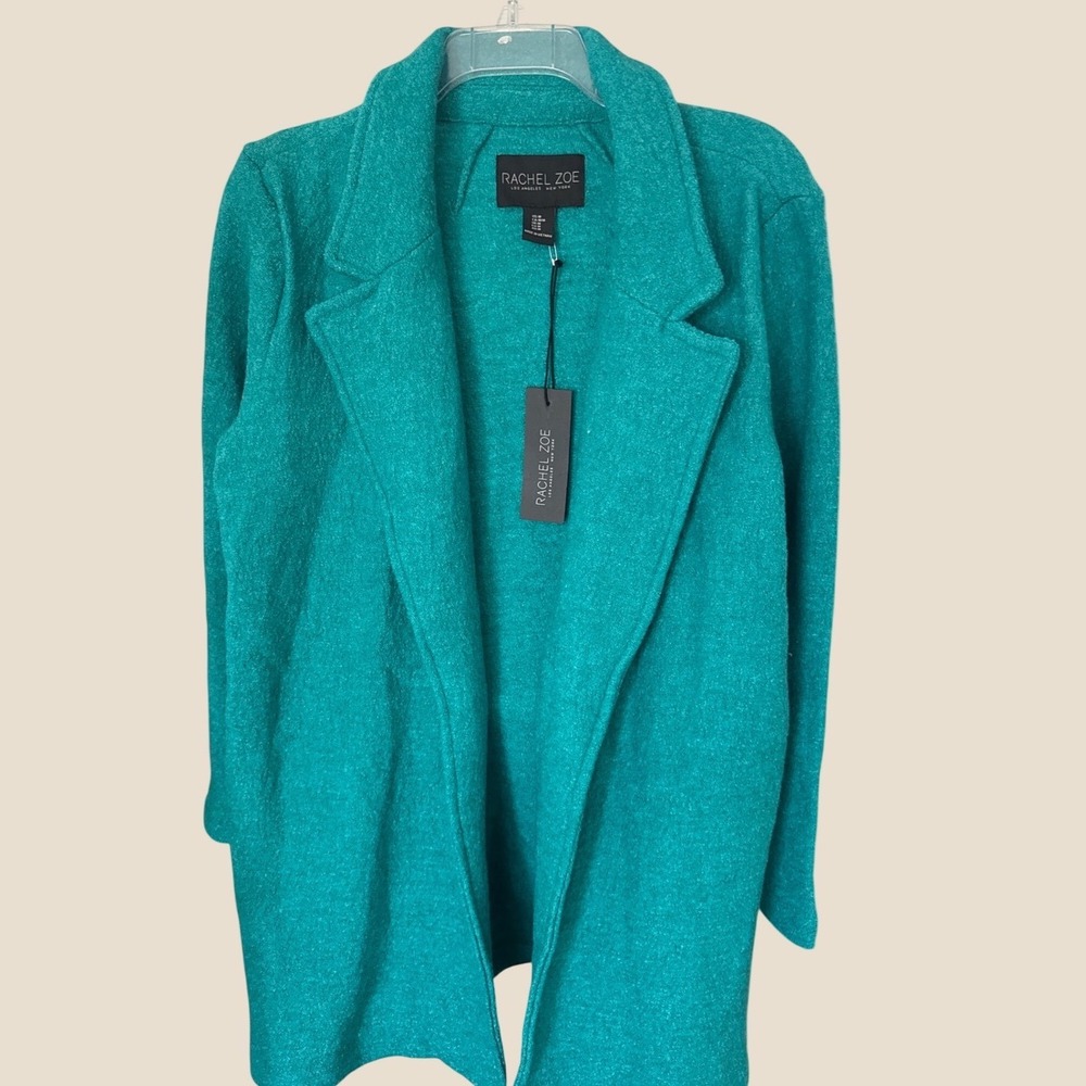 Women's Rachel Zoe Teal Wool Blend Car Coat Blazer size M NWT classic chic
